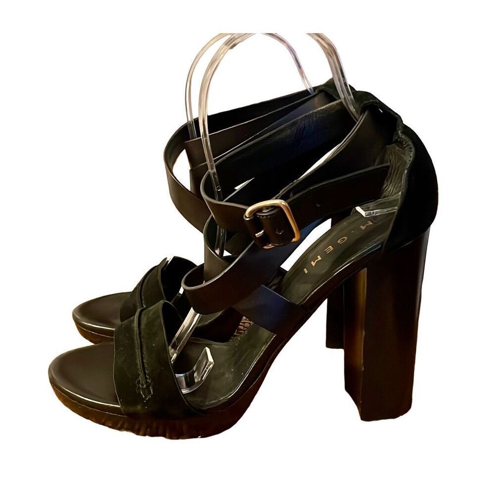 M. Gemi Black Block Heel Strappy Sandals